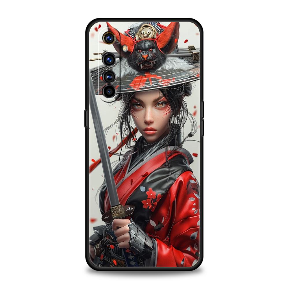 

Samurai Warrior Geisha Soft TPU For Realme 10 11 8i 9i 9 Pro Plus GT2 C3 6 7 8 Pro C21 C11 C25 C35 Pro 5G Shockproof Phone Cover Realme 10 5G