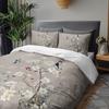 3pcs Elegant Blossom Bird Bedding Duvet Cover Set Japanese Style Bedding Quilt Set Soft Spring Themed Bed Quilt Set Grey Floral
