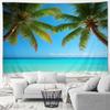 Seaside Beach Tapestry Island Coconut Tree Sunbed Hawaii Ocean Landscape Fabric Home Living Room Garden Decoration Wall Hanging