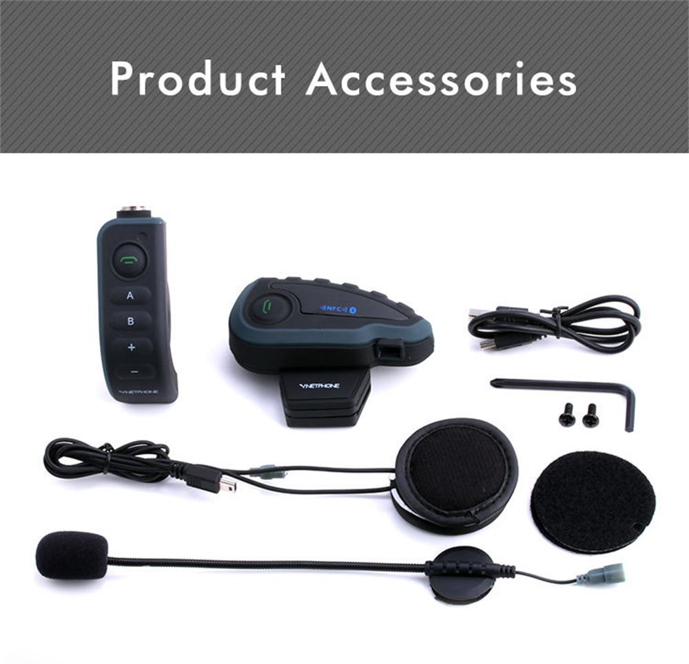 1× Motorcycle Helmet Bluetooth Interphone Headset NFC Remote Control Full Duplex