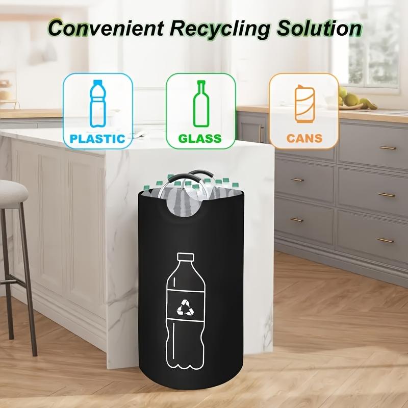 Folding Recycling Bin Extra Large Capacity Storage Basket For Kitchen Waste Bottle Collector Bag With Handle Collapsible Design