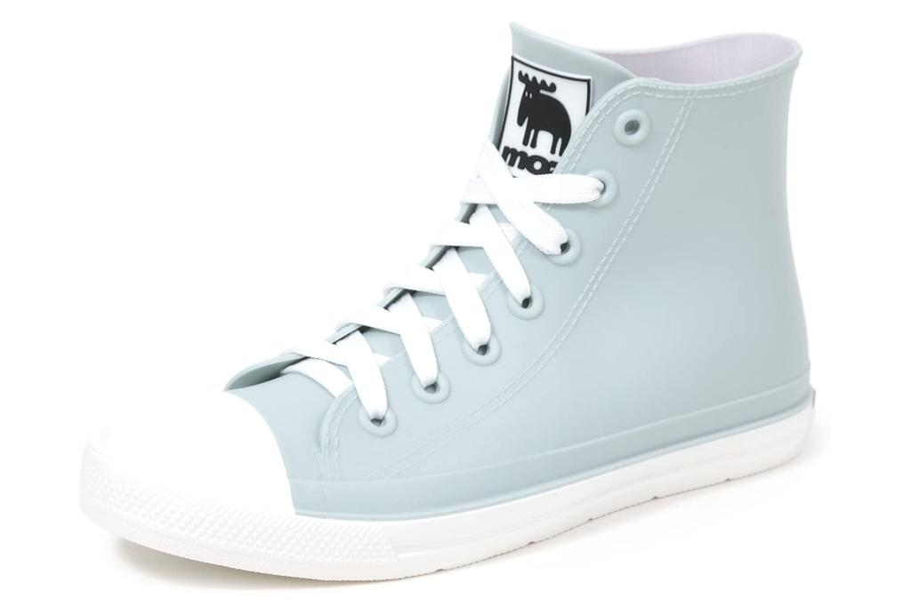Akiriko MOZ Rain Sneakers with Molded Size L Women's High-Top One-Piece Insoles, Sax,