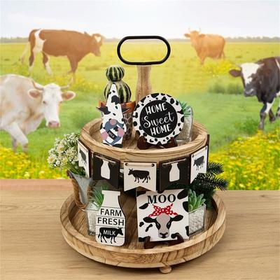Dekorace na patrový tác, Rustikální farmářské dřevěné cedulky, Dekorace do kuchyně, domova, na stůl, Párty potřeby, Tác není součástí