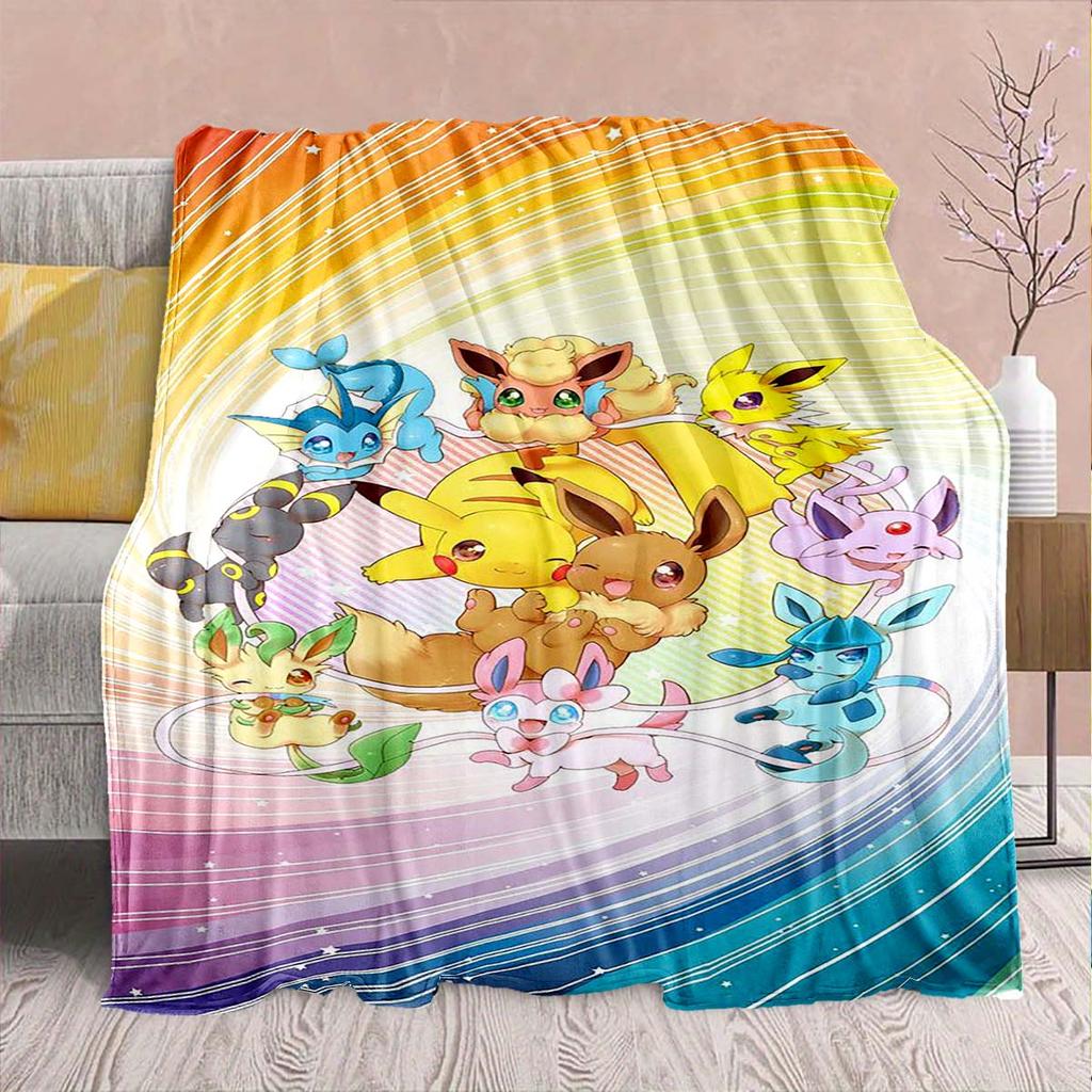 Pokémon Anime Flannel Blanket - Soft Warm Perfect for Sofa, Bedding Camping Travel Office Home Decor -QJY