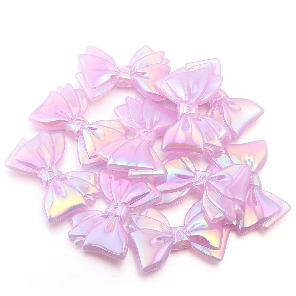 10pcs Bow Acrylic Beads 43x30mm Jelly Color Shiny Loose Spacer Beads For Jewelry Making DIY Bracelets Necklace Keychain Supplies