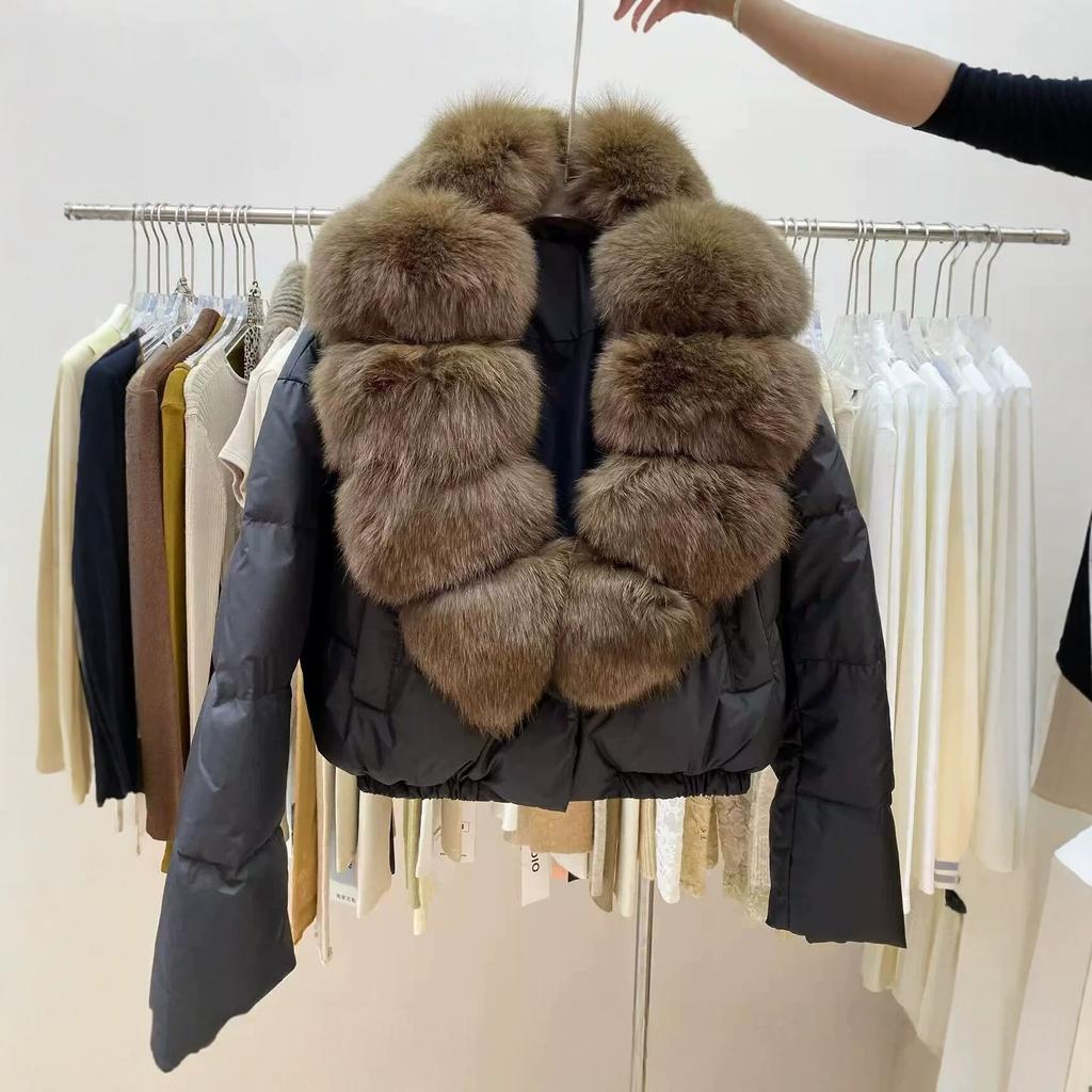 Europe and the United States new high-end big fur collar foreign gas cotton-padded clothes women's short thickened warm cotton-padded jacket jacket