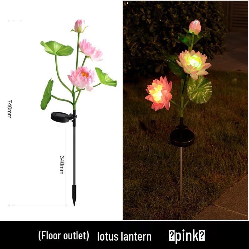 Waterproof LED Solar Lotus Garden Lamp - Outdoor Decorative Landscape Light with Ground Stake