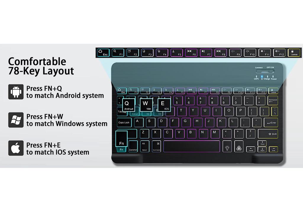 Lenovo M11 Tablet Protective Case with Colorful Backlit Bluetooth Keyboard (2025)