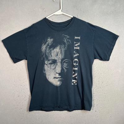 T-shirt Grafica John Lennon "Imagine" Taglia Uomo Media Nera Usurata