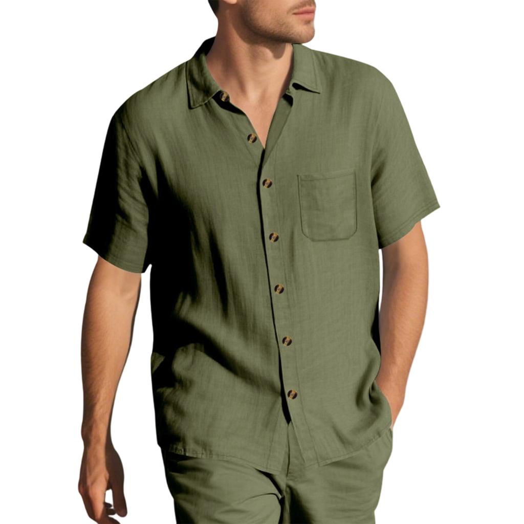 Men's Woven Fabric   Breathable   Business Short-sleeved Large-sized Shirt