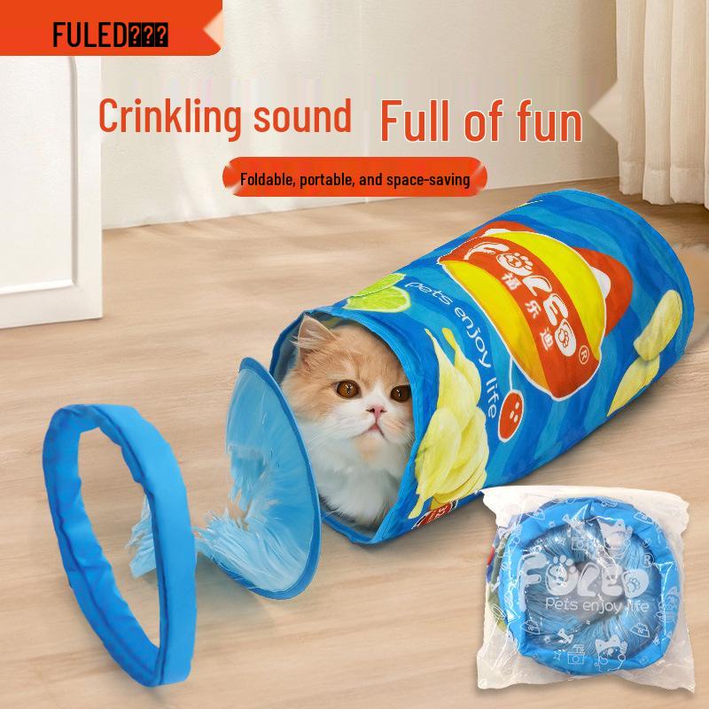 Crinkle Sound Potato Chip Cat Tunnel - Tear-Resistant Pet Toy Series