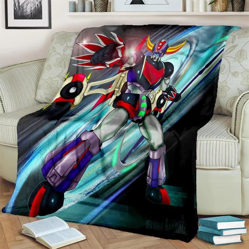 Cartoon UFO Robot Grendizer Anime Blanket,Soft Throw Blanket for Home Bedroom Bed Sofa Picnic Travel Office Cover Blanket Kids