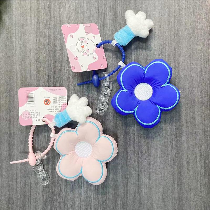 Whimsical Plush Flower Keychain For Cute Backpack Accessories And Gifts In Bright Pink Blue Yellow And Lemon Yellow Colors