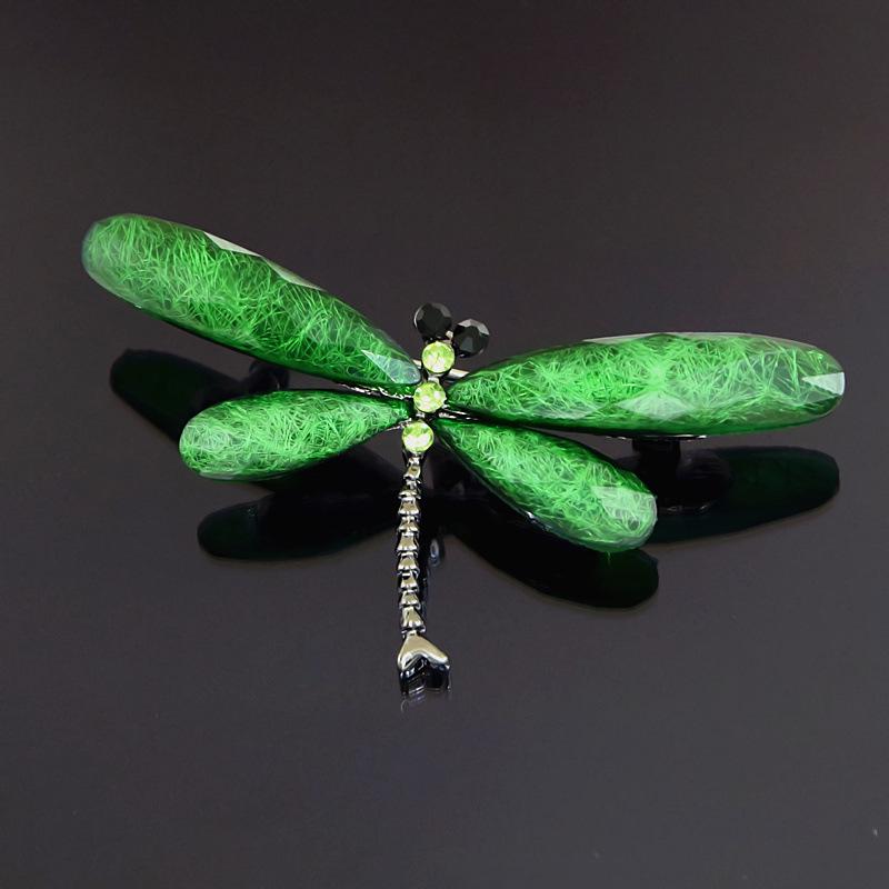 Retro European & American Brushed Acrylic Crystal Dragonfly Brooch - Exaggerated Personality Electroplated Black Dragonfly Pin Accessories