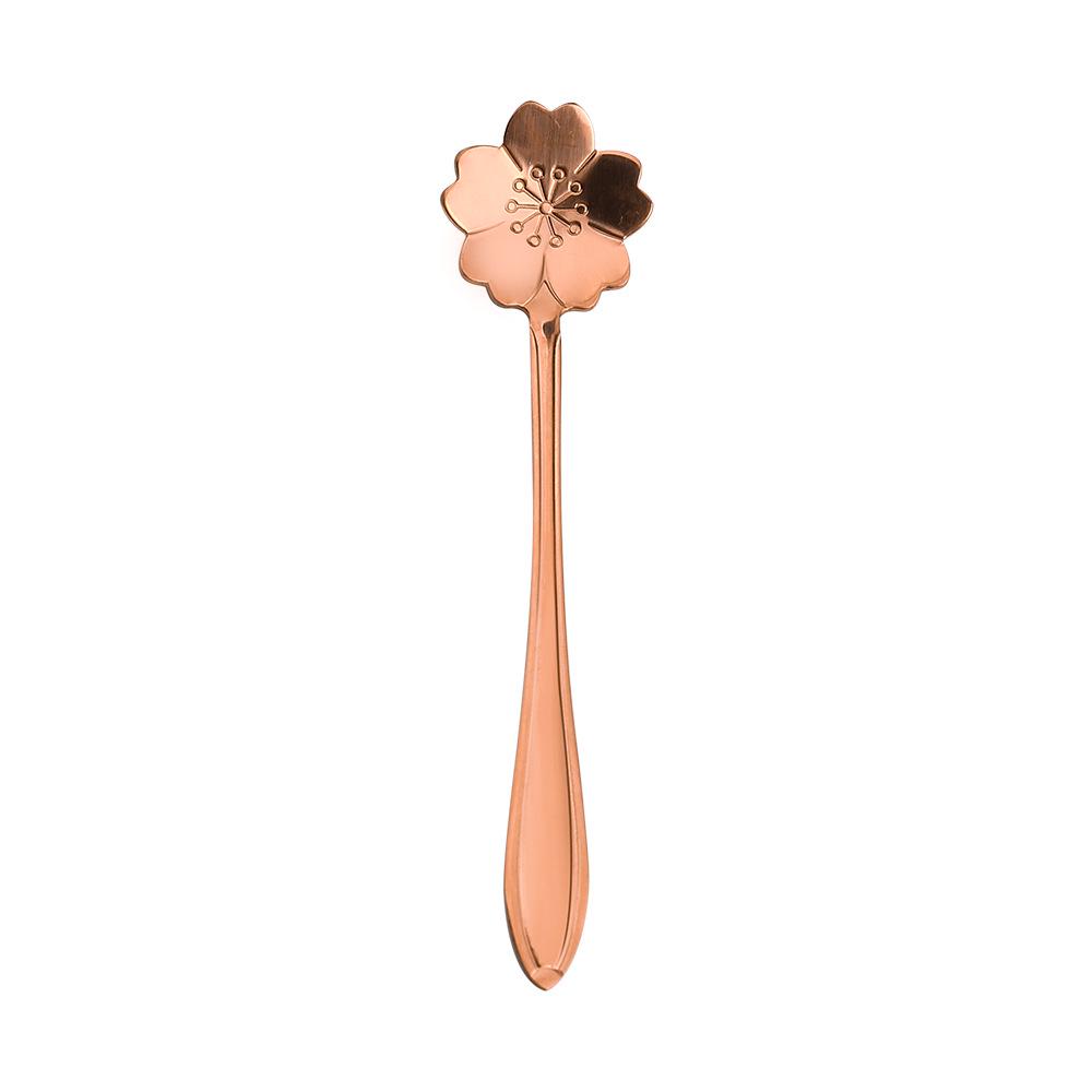 Gold Plated Christmas Flower Mixing Spoon - Japanese Stainless Steel Coffee Stirrer with Custom Logo Option.