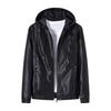Fleece Men's Leather Jacket, Leather Jacket, Hooded Slim Korean Motorcycle Casual Jacket