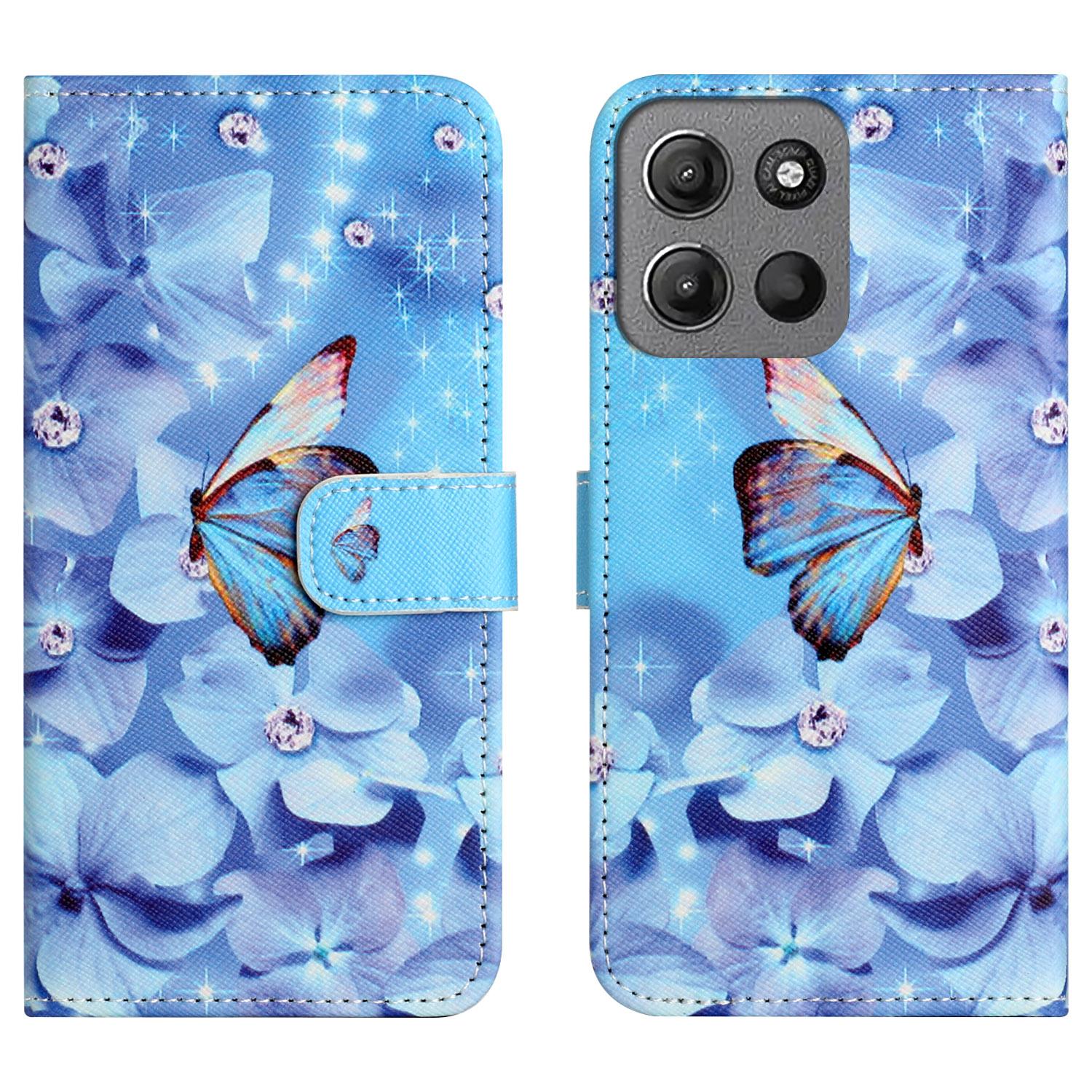 

For Motorola Moto G15 4G/G15 Power 4G Case Pattern Print PU Leather Wallet Phone Cover Cross Texture H
