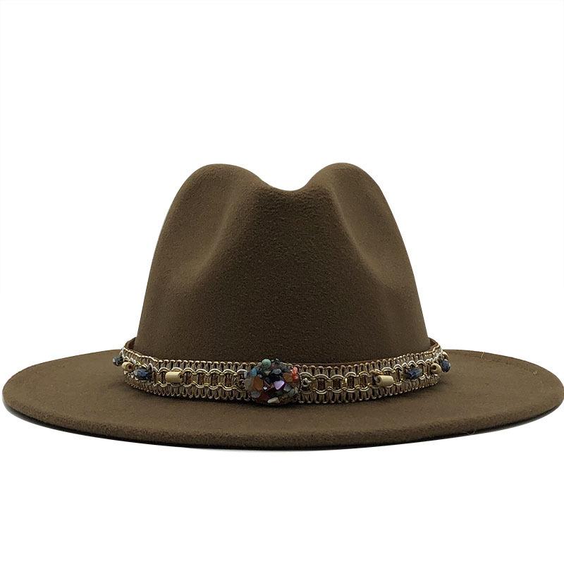 Woolen Top Hat European and American Fashion Ethnic Style Hat Flat-brimmed Big-brimmed Jazz Hat