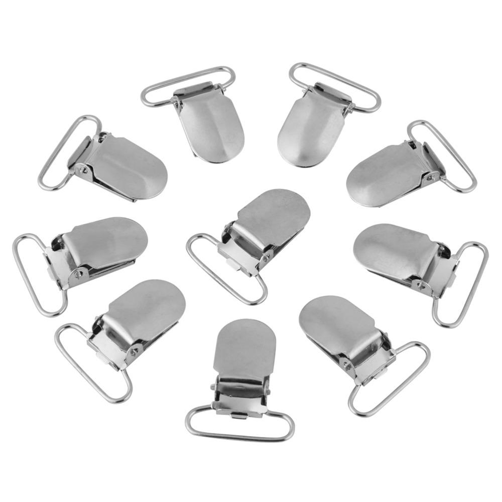 20pcs Rugged Fasteners Metal Suspenders Clips Silver Metal Adjustable Fastener Accessory
