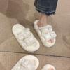 Fashion Thick-soled Women's Plush Warm Cotton Slipper Fall/winter Fashion Square Buckle Decorative Non-slip Casual Slipper Zapatos Mujer