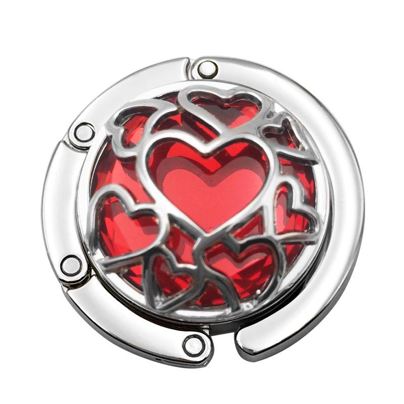 Heart-Shaped Crystal Mesh Folding Bag Hook