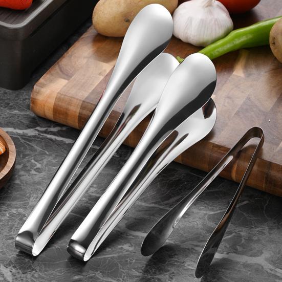 Stainless Steel Serving Tongs Non-Slip Ergonomic Food Tongs for BBQ Buffet Kitchen Rust-Resistant Dishwasher Safe Versatile Clips for Steak Bread Ice