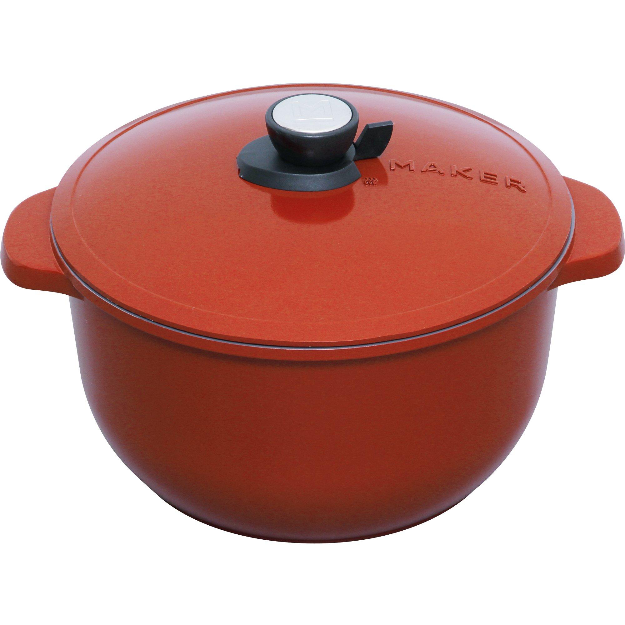 

Iris Ohyama IH Red MKSN-P28 Double-Handled No-Water Pot, 28cm, Compatible,