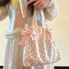 Cute Floral Print Handbag 3-in-1 Versatile Storage Shoulder Bag With Bow Decor Ruffle Edge Design Women Pink Crossbody Phe Bag