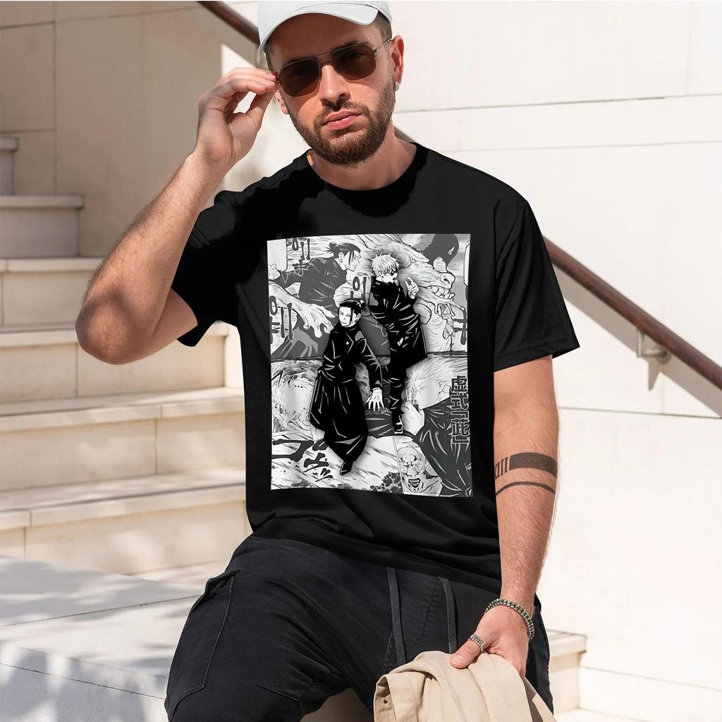 Jujutsu Kaisen heavyweight retro printed pattern fun round neck T-shirt for daily comfort
