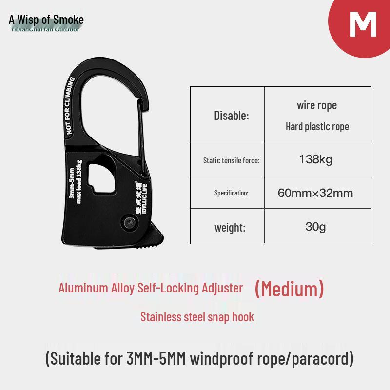Aluminum Alloy Self-Locking Tent Rope Tensioner for Outdoor Camping