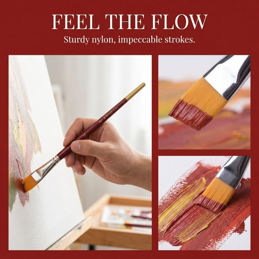 7PCS Angled Bristle Tips Short Handle Art Brush Set Acrylic Painting Brushes Acrylic Painting