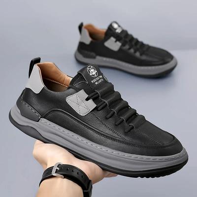 Italienisches Echtes Leder Herren Sneaker Rutschfest Outdoor Freizeitschuhe Klassische Schnürung Designerschuhe Luxus Bequem Tennis Masculino