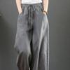 Pantaloni de Toamnă Subțiri Mărimi Mari Largi Slim cu Șnur Picior Lat Talie Elastică Bumbac In Versatili Pantaloni Lungi pentru Femei la Modă