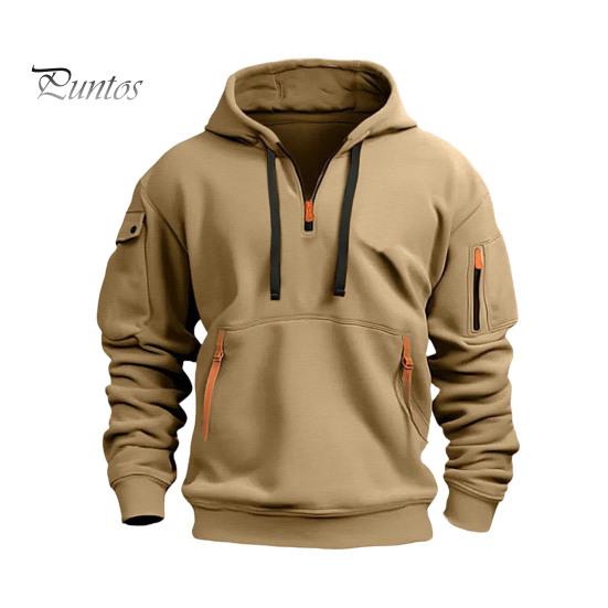 

Осенняя мужская толстовка с капюшоном, завязками на завязках, карманами на молнии, эластичными манжетами и подолом, пуловер для спорта, фитнеса, путешествий, школы, топ S хаки