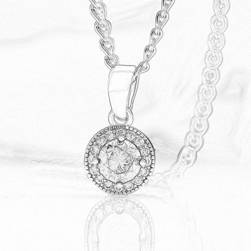 Fashion Rose Gold Pendant Necklace With Round Red Artificial Zircon Classic Style Italian Micro-encrusted Necklace