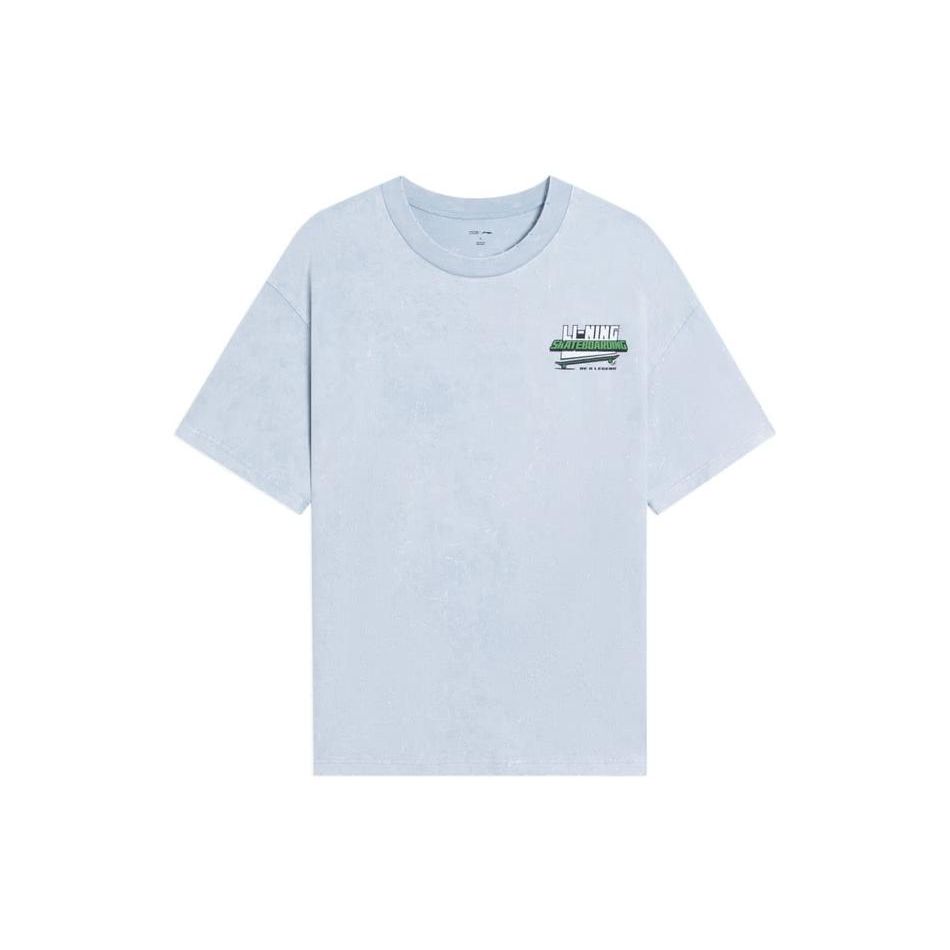 Li-Ning X Marvel Hulk Print Crew Neck Short Sleeve T-Shirt Unisex Tops Mist-Blue AHSSB93-3