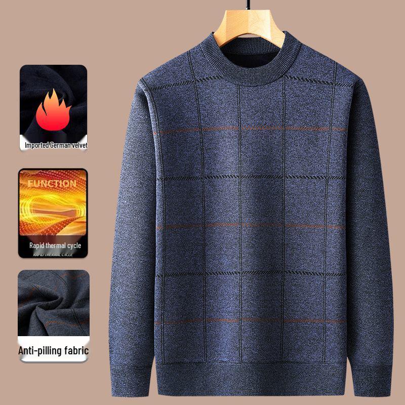 Dad's Velvet-Lined Winter Sweater: Warm and Thick Cardigan for Middle-Aged and Elderly Men