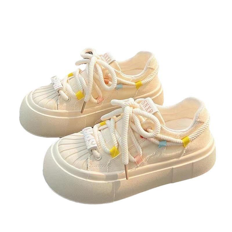 22 new summer platform canvas shoes shell head shoes ins tide board shoes