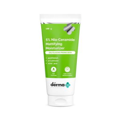 Die Derma Co. 5% Nia-Ceramid Mattierende Feuchtigkeitscreme - 100 g | Für fettige bis zu Akne neigende Haut | 5% Niacinamid, 2% Ceramid | 24 Std. Feuchtigkeit