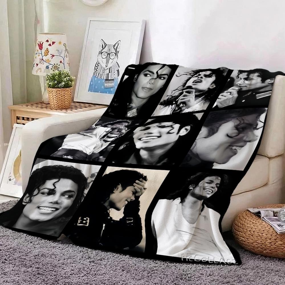 Michael Jackson Pop Printed Flannel Blanket Cozy Comfortable Fleece Blanket For Office Sofa Home Decor Memorial Gift