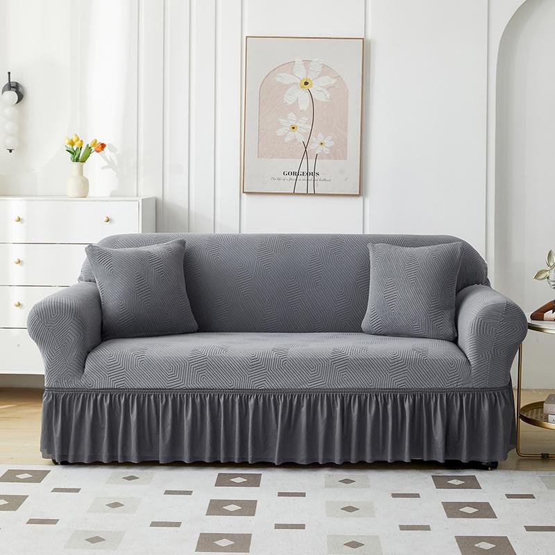 1Pcs  Jacquard Elastic Sofa Cover With Skirt All-Inclusive Sofa Cover for Living Room 1/2/3/4 Seater