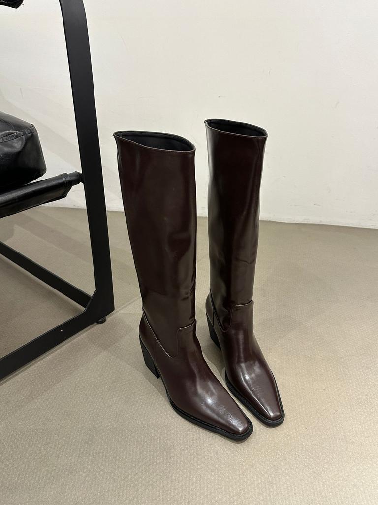 Thick heel boots women's 2025 autumn and winter new women's boots square head high boots but knee long boots high heels Martin boots