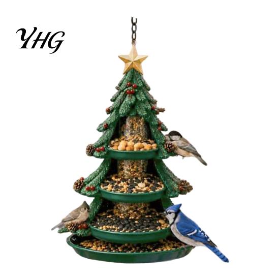 Christmas Yard Ornament for Wild Birds Snowman Hanging Bird Feeder, Resin Decorative Weatherproof Feeder Garden Patio Balcony, Gift Lovers Cute