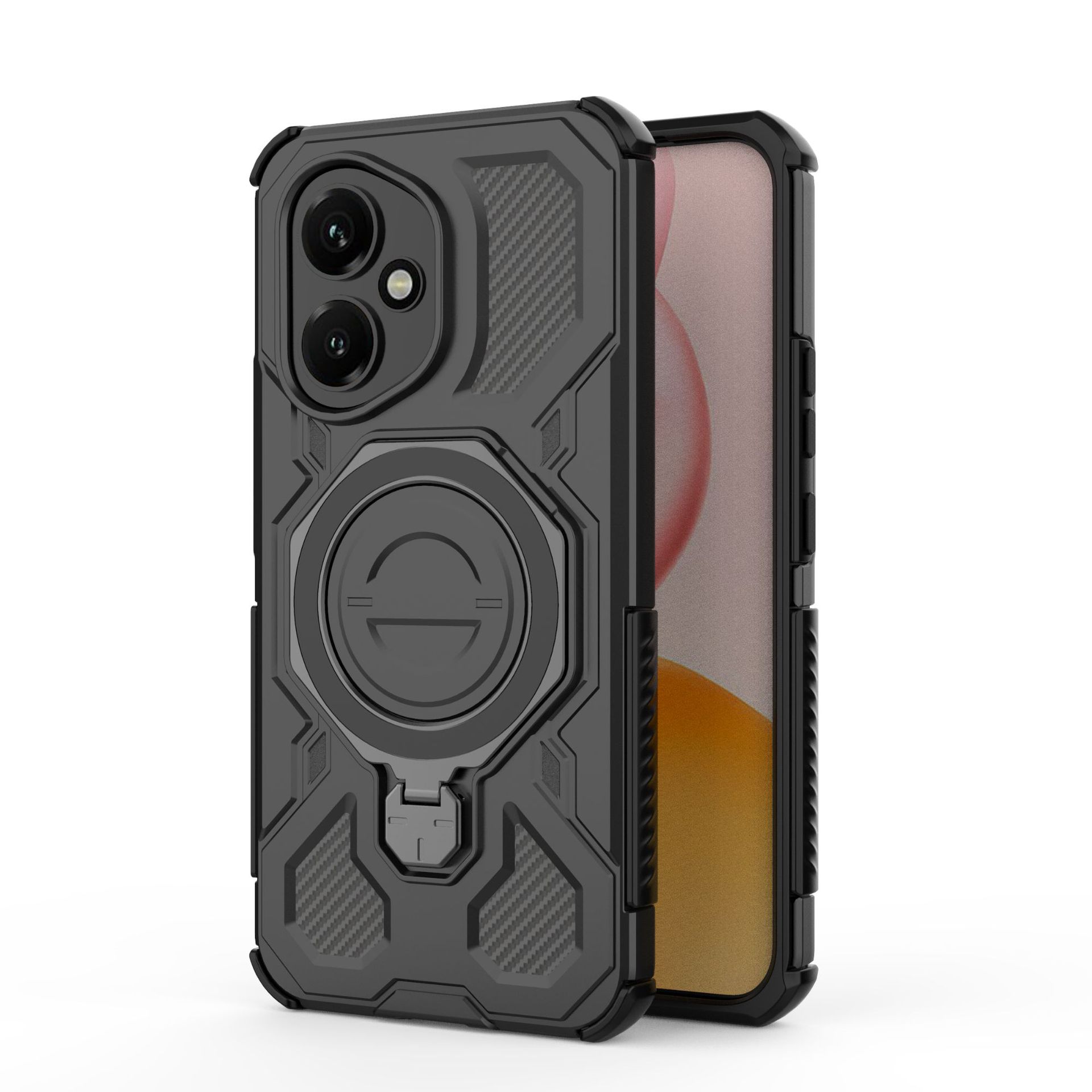 

Чехол-кольцо Huawei Honor 400 с магнитом, вращающийся на 360° [Защита от падений военного уровня] + Металлическая пластина для чехла телефона MagSafe чёрный