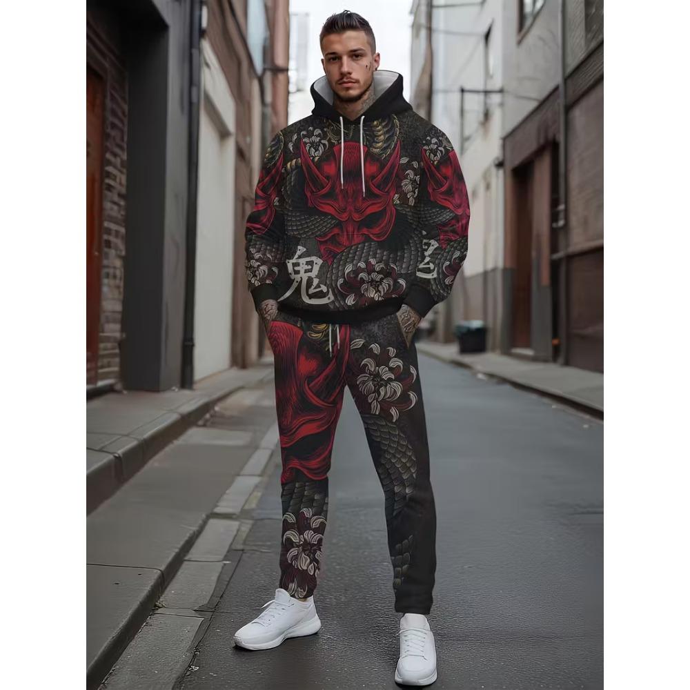 

Spring Autumn Demon Floral 3D Printed Hoodie Suit Men Sweatshirts Sweatpants Casual Fashion Two Piece Tracksuit Set Men s Clothing 6XL