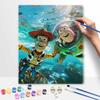 Disney Oil Painting DIY Digital Painting Woody and Buzz Underwater HandPainted Wall Art for Living Room and Entryway Decor.