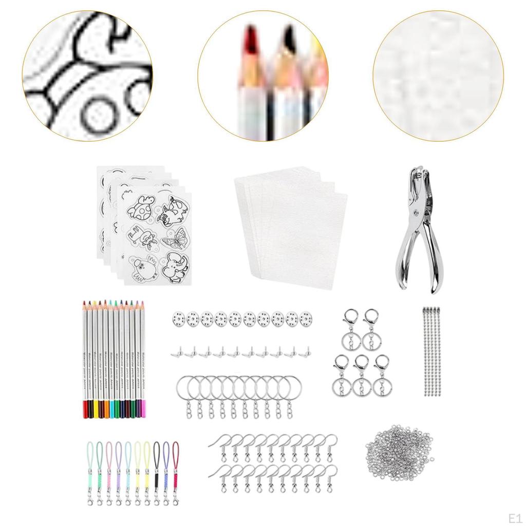 Set Folii Termocontractabile Kit Artă Decorativă DIY pentru Fermoare Pandantive Semne de Carte