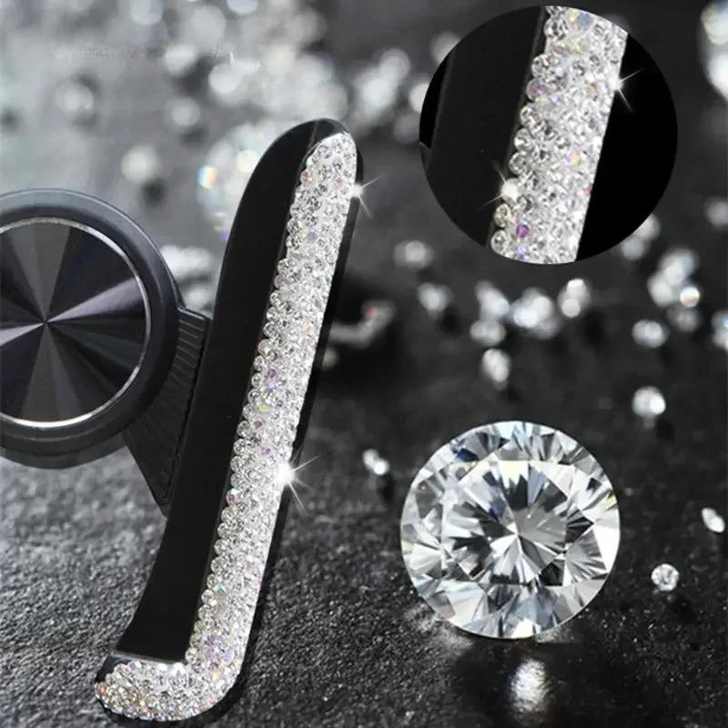 Car Phone Holder for Car Air Vent Diamond Crystal Clip Mount Mobile Phone Stand Bracket Interior Accessories for Women and Girls