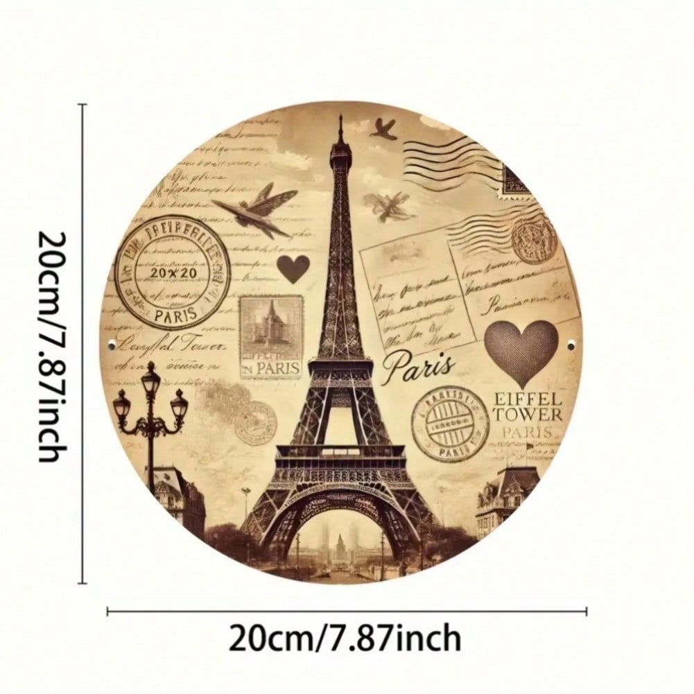 Retro Paris Eiffel Tower Metal Wall Art Plaque Cafe Home Decor Sign 20x20 разноцветный