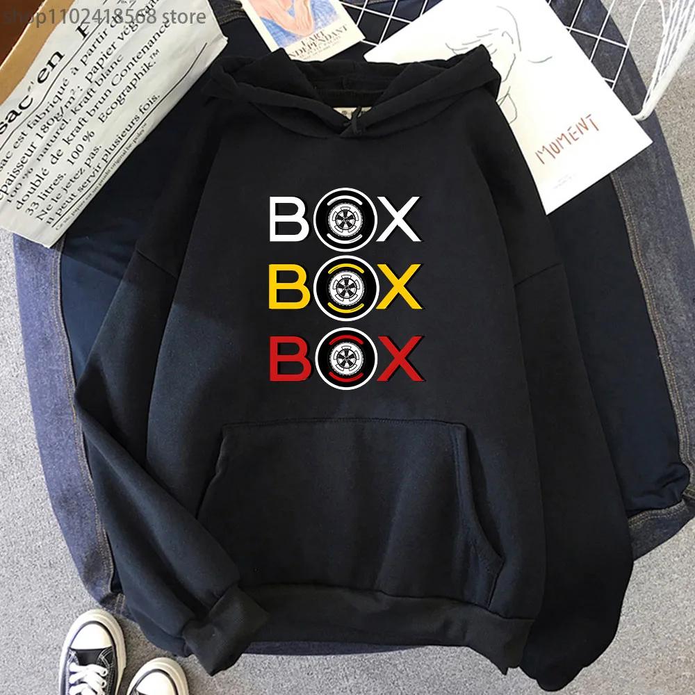 Cartoon F1 Hoodies Men Car Box Box Box Sweatshirt with Hooded Women's Clothing Games Men Clothes Y2k Long Sleeve Tops